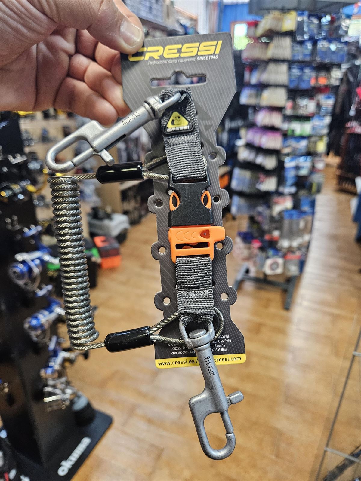 CRESSI EXTENSOR ANIMA INOX MOSQUETON +ANILLA + GAZA - Imagen 1