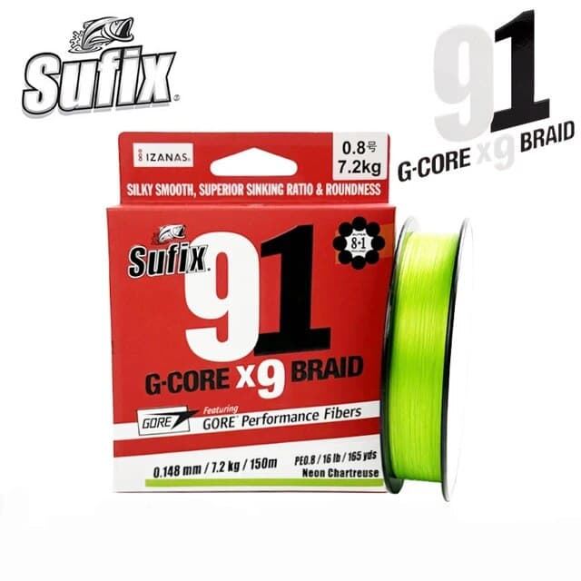 SUFIX 91 G-CORE X9 BRAID 150 MTS CHARTREUSE - Imagen 1