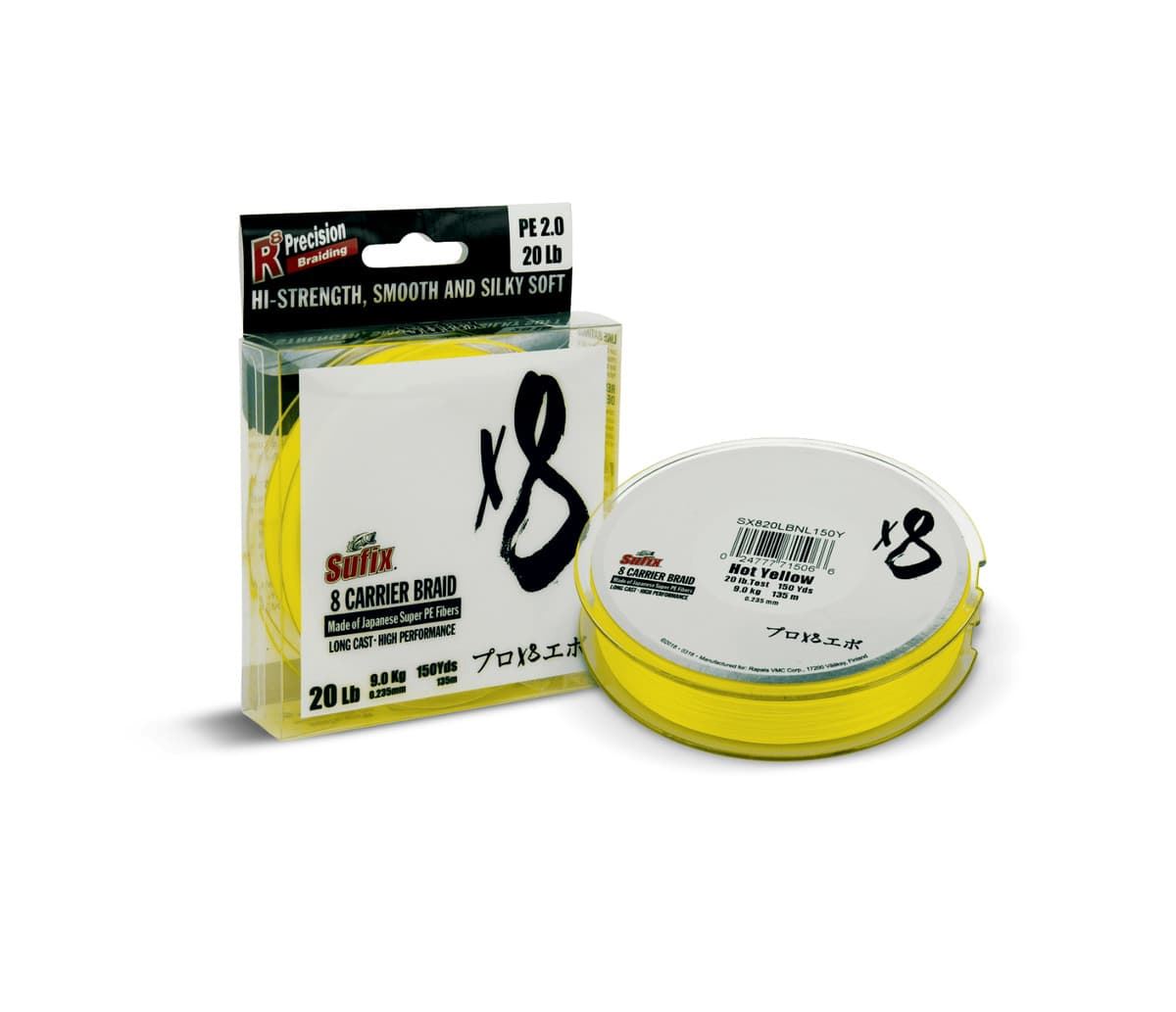 SUFIX X8 CARRIER BRAID 135 MTS HOT YELLOW - Imagen 1